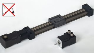 Schmier- und Wartungsfreiheit über die gesamte Hublänge: neu zum Beispiel die kleine, kompakte, extrem leichte und leise Linearachse "DryLin E SAW-0630" von igus, einbaufertig mit NEMA17-Schrittmotor angeschlossen. Auch Motoren anderer Hersteller können mittels eines Distanzstücks aus Aluminium und einem Flansch mit NEMA-Abmessung montageschnell angebunden werden.  (Bild: igus)