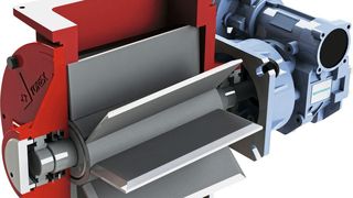 Zellenradschleuse als 3D-Abbildung. Neben den Materialien kommt es auch auf das Zubehör an, um einen optimalen Produktaustrag zu erreichen. (Bild: Wam)