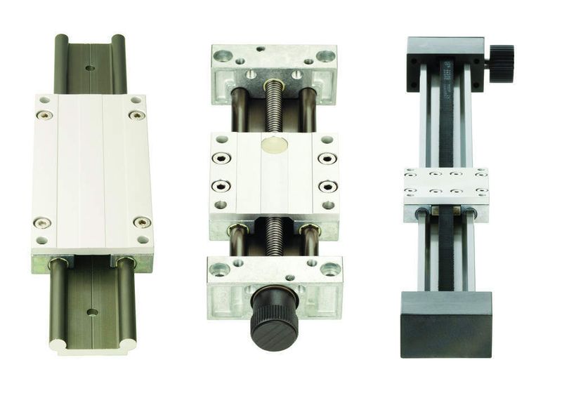 Keine Schwierigkeiten mit dem Spiel (von links):  Auch „DryLin W-1040“ Führungsschiene und -schlitten, Spindellineartisch „DryLin SLW-1040“ und Zahnriemenachse „DryLin ZLW-1040“ lassen sich spielfrei nach Maß einstellen. (Archiv: Vogel Business Media)