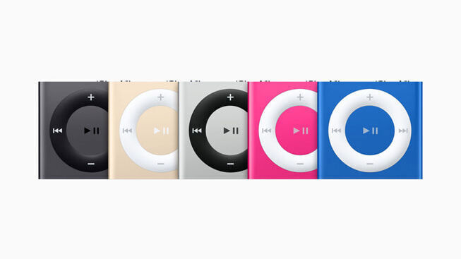 Der iPod shuffle (4. Generation), der am 15. Juli 2015 vorgestellt worden ist, hatte ein schlankes Design mit einer Batterielaufzeit von bis zu 15 Stunden, 2 GB Speicherplatz für Hunderte von Songs und eine VoiceOver-Taste, mit der man den Titel eines Songs, den Namen einer Playlist oder den Batteriestatus ansagen kann.