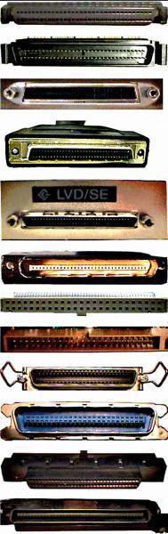 Bild 6: Einige Varianten von SCSI-Steckverbindern, meist Sub-D. (Bild: IBM)