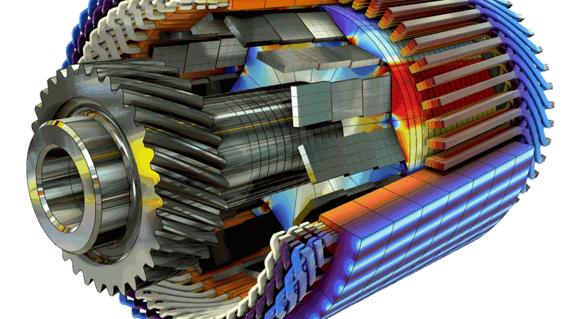 Simulation eines E-Motors.(Bild:  Comsol)
