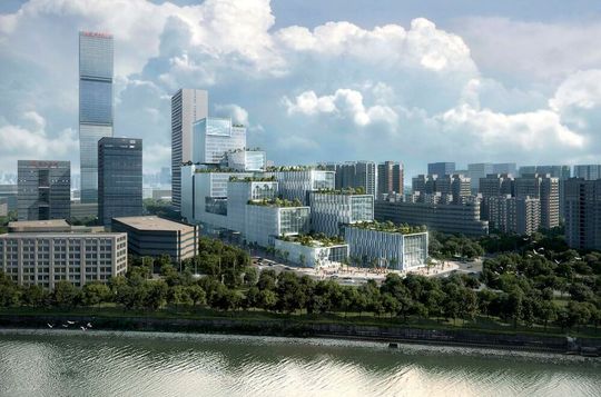 Das „Hetao Open Innovation Center Shenzhen“ wurde von dem deutsch-österreichischen Architekturbüro Schneider＋Schumacher umgesetzt.(Bild:  Schneider+Schumacher)
