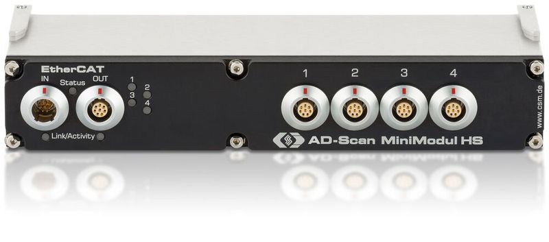 Die Computer-Systeme-Messtechnik GmbH präsentiert das Messmodul AD4 pro ECAT. Das Modul eignet sich für die präzise Erfassung sehr kleiner Spannungen. Mit einem Messbereich von ±10 mV bis ±20 V lässt es sich flexibel einsetzen und erfasst die Signale schnell und synchron mit einer Bandbreite von bis zu 100 kHz pro Kanal. (CSM Computer-Systeme-Messtechnik GmbH)