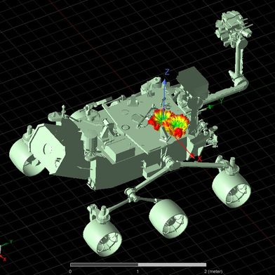 Ansys HFSS simuliert die Leistung einer Antenne, die an einem Mondrover angebracht ist. (Bild: Synopsys)