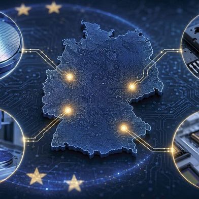 Halbleiterförderung: Mit 659 Millionen Euro unterstützt Deutschland vier neue Anlagen für SiC-Wafer, Leistungshalbleiter, Messtechnik und spezialisierte Detektorchips. (Bild: Dall-E / KI-generiert)