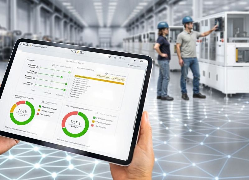 Auf dem Dashboard der Myzel Lifecycle Platform sehen Anwender den Status von Assets wie Daten, Menschen oder Maschinen in Echtzeit.  (Bild: Pilz)