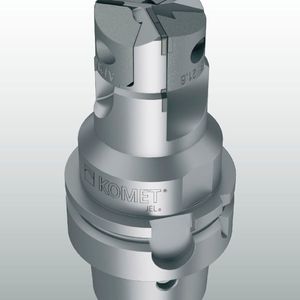 Laser melting as an additive manufacturing process tool with extremely short delivery times and hybrid design. 3D-printed cutting edge holder fitted with PCD cutting edges. The optimised course of the coolant channels ensures that each cutting edge is precisely supplied with coolant by a separate channel and that chips are reliably removed from the face.