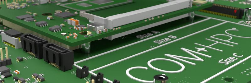 Ein COM-HP-Carrier-Modul: COM-HPC definiert fünf Modulgrößen, um Edge-Server-Leistung für kleine, robuste Rechenzentren zu liefern. Ein COM-HP-Carrier-Modul: COM-HPC definiert fünf Modulgrößen, um Edge-Server-Leistung für kleine, robuste Rechenzentren zu liefern.