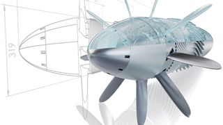 Der Propeller des Instituts für Flugantriebe und Strömungsmaschinen der TU Braunschweig ist so optimiert, dass er, in 12-facher Ausfertigung (Konzept „distributed populsion“), ein Regionalflugzeug antreiben kann. (Bild: Oswald/Cadera Design)