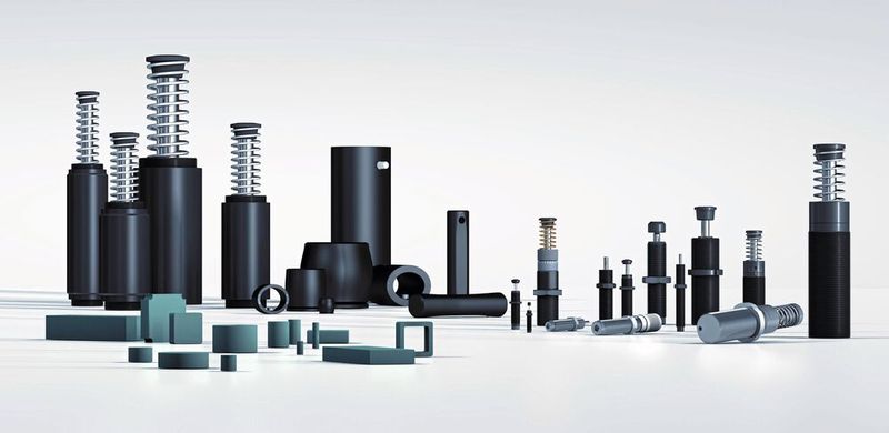 Das Portfolio im Bereich Dämpfungstechnik der ACE Stoßdämpfer GmbH umfasst sechs verschiedene Produktserien, von denen die hier vorgestellten Strukturdämpfer (Bildmitte) in über 140 verschiedenen Ausführungen lieferbar sind. (Bild: ACE Stoßdämpfer GmbH)