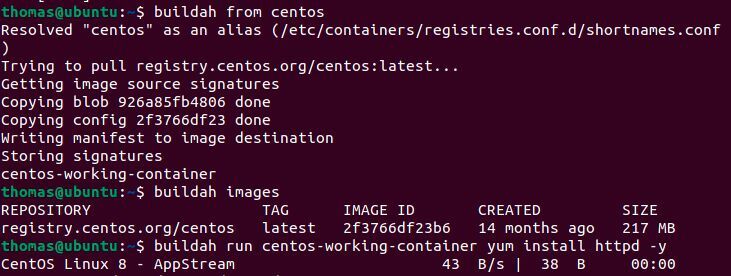 Container-Images mit Buildah aus Repositories laden und für eigene Images verwenden.
