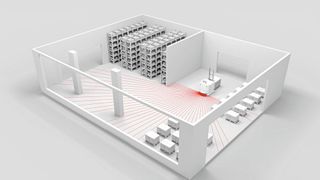 Laser navigation scores with precise and flexible navigation. With safety laser scanners like the RSL 400 from Leuze, this technology can be easily implemented. (Image:Leuze)