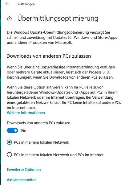 PCs im Netzwerk können Updates mit anderen PCs teilen. (Joos / Microsoft)