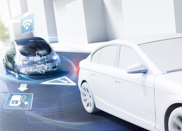 Die Vernetzung des Automobils: Das Fahrzeug der Zukunft wird permanent mit dem Internet, seiner Umgebung und anderen Fahrzeugen verbunden sein. (Bild: Bosch)