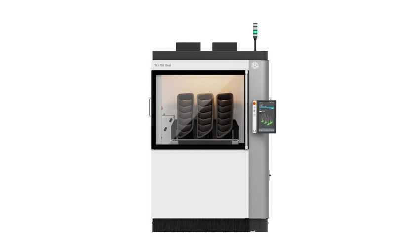 Der Hochgeschwindigkeits-Synchron-3D-Drucker SLA 750 Dual mit Doppellaser. (3D Systems)