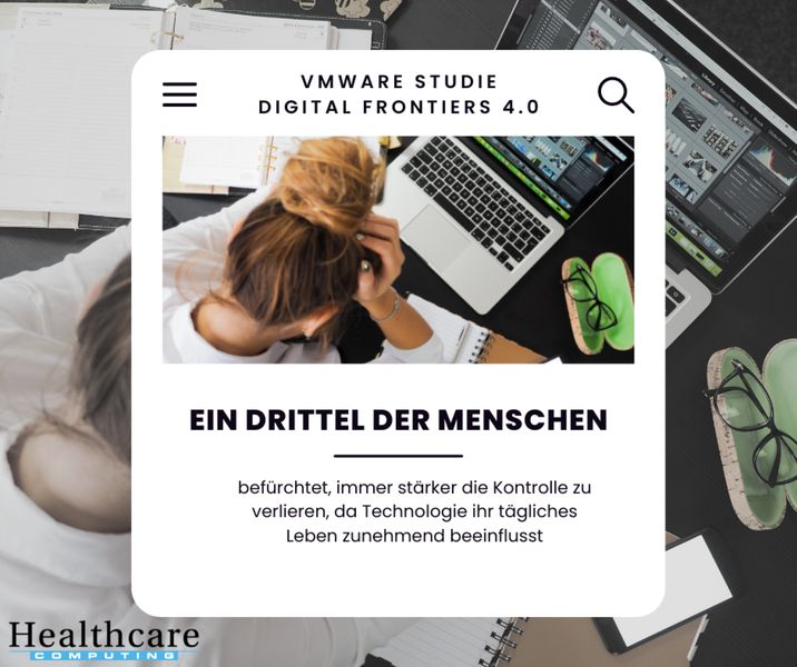 Ein Drittel der Befragten der VMware-Studie „Digital Frontiers 4.0“ befürchtet einen immer größeren Kontrollverlust aufgrund der wachsenden Bedeutung digitaler Technologien. Trotz dieses zunehmenden Misstrauens gegenüber dem technologischen Fortschritt glauben 53 Prozent der befragten Deutschen, dass Technologie unser Land digital weiterentwickeln kann. (Stand: 20. Juli 2022) (VMware)