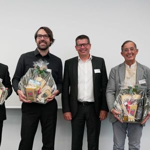 The speakers at the TechDays with Managing Director Thomas Guglhör (2nd from right) 2025.(Image: Kristin Rinortner)