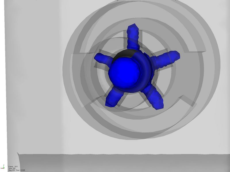 Die Funktionen für freie Bewegung in CFdesignv9.0  ermöglichen Ingenieuren das Anzeigen von Festkörpern, die sich in beliebiger Strömungs-richtung bewegen. Auf diese Weise können allgemeine Entwicklungsprobleme wie klappernde Ventile (dargestellt) und weniger verbreitete Probleme wie die Veränderung von Strömungs-mustern durch Schwerkraftänderungen im Weltraum gelöst werden. (Archiv: Vogel Business Media)