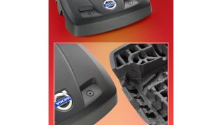 Die BASF hat jetzt einen Polyurethan-Weichintegralschaum entwickelt, mit dem leichte Motorabdeckungen im One-Shot-Verfahren, also mit einem Material in einem Prozessschritt, hergestellt werden können. Das so genannte Soft Cover aus Elastofoam I 4603 wird von der österreichischen Firma POLYTEC Car Styling gefertigt und in verschiedenen Fahrzeugmodellen mit Benzinmotoren des schwedischen Automobilhersteller Volvo serienmäßig eingesetzt. So unterstützt die BASF die Automobilindustrie, die oft konträren Ziele von Leichtbau, Funktionsintegration und Sicherheitsvorschriften in Einklang zu bringen. (Bild: BASF)