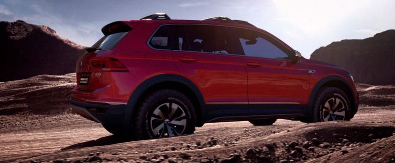 Der Tiguan GTE Active Concept: Das auf der NAIAS in Detroit vorgestellte Hybrid-SUV hat 235 kW Systemleistung und eine elektrische Kardanwelle.  (Volkswagen AG)