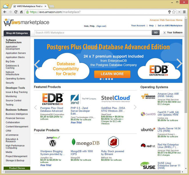 Schlüsselfertige AMIs mit Softwareprodukten der Enterprise-Klasse im AWS Marketplace. (Bild: AWS)