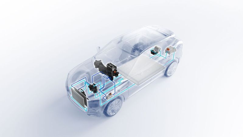 Komplex, voller teurer Komponenten und von zentraler Bedeutung für die Batterielebensdauer: das Thermomanagement von E-Autos.(Bild:  Mahle)
