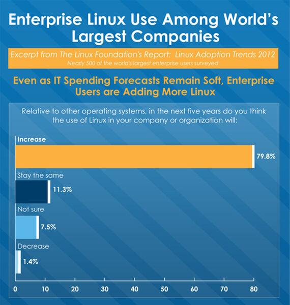 Würden sich die Investitionen der Kundenunternehmen für Open Source unter einem Unternehmensschirm fassen lassen, konstituierte sich eines der größen Unternehmen weltweit. (Quelle: Linux Foundation Enterprise Linux User Report)