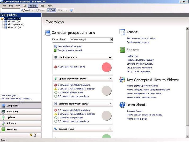 Abbildung 1: Die Managementkonsole von System Center Essentials 2007 kann auf dem Verwaltungsserver aufgerufen werden (Archiv: Vogel Business Media)