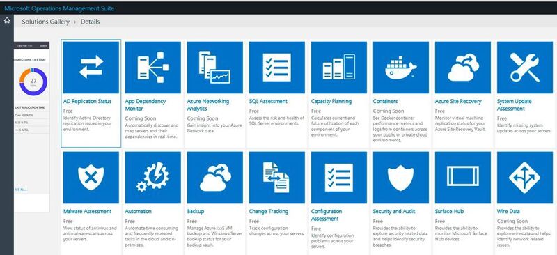 Microsoft Operations Management Suite bietet Transparenz und Kontrolle über die gesamte Hybrid Cloud. So genannte Solution Galleries vereinfachen den Zugang und die Konfiguration des gewünschten Vorgangs. (Microsoft / Thomas Joos)