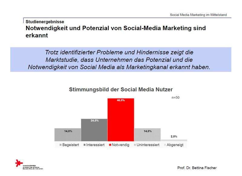 Notwendigkeit und Potenzial von Social-Media-Marketing sind, wie die Ergebnisse der Studie zeigen, erkannt. (Prof. Dr. Bettina Fischer/Hochschule Rhein-Main)
