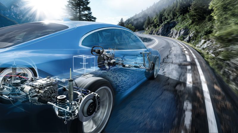 Future active suspension systems will use sensor data plus AI to reduce noise and adjust the chassis to the road conditions in advance.(Image: ZF Group)