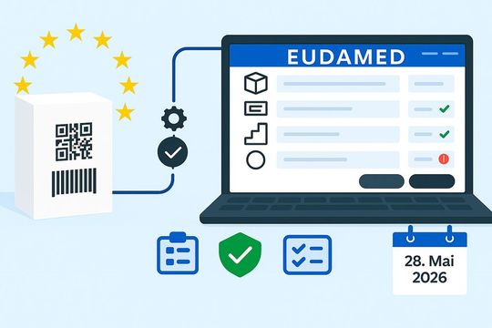 Die vier ersten Eudamed-Module, darunter die UDI-/Geräteregistrierung, müssen ab dem 28. Mai 2026 verwendet werden.(Bild:  GPT Image Editor / KI-generiert)
