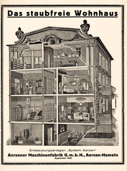 Immer auf der Suche nach neuen Marktchancen: Entstaubungsanlagen für Wohnhäuser und ganze Theater waren Anfang des 20. Jahrhunderts Verkaufsschlager.  (Aerzener Maschinenfabrik)