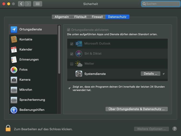 In den Datenschutzeinstellungen, der Sicherheit-App von macOS 10.15 wird der Zugriff auf Ressourcen durch Apps gesteuert. (Joos)