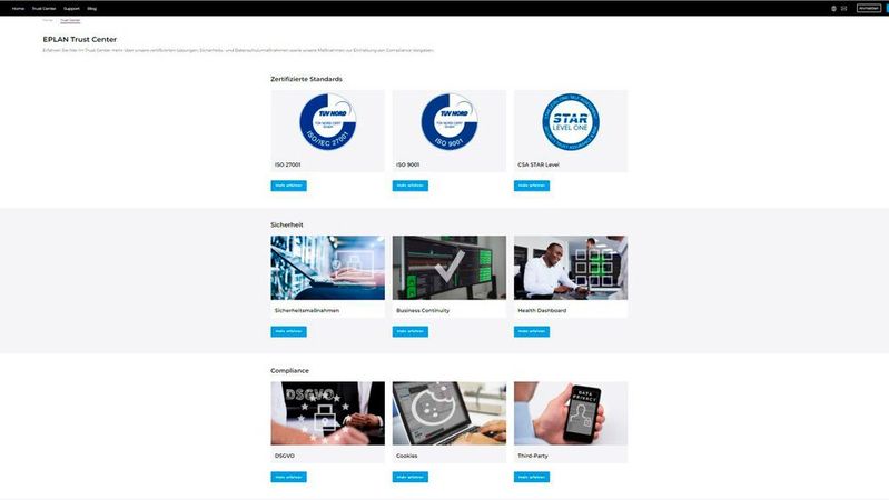 Interessierte erhalten im Trust Center Antworten auf Fragen zur Eplan Cloud. 