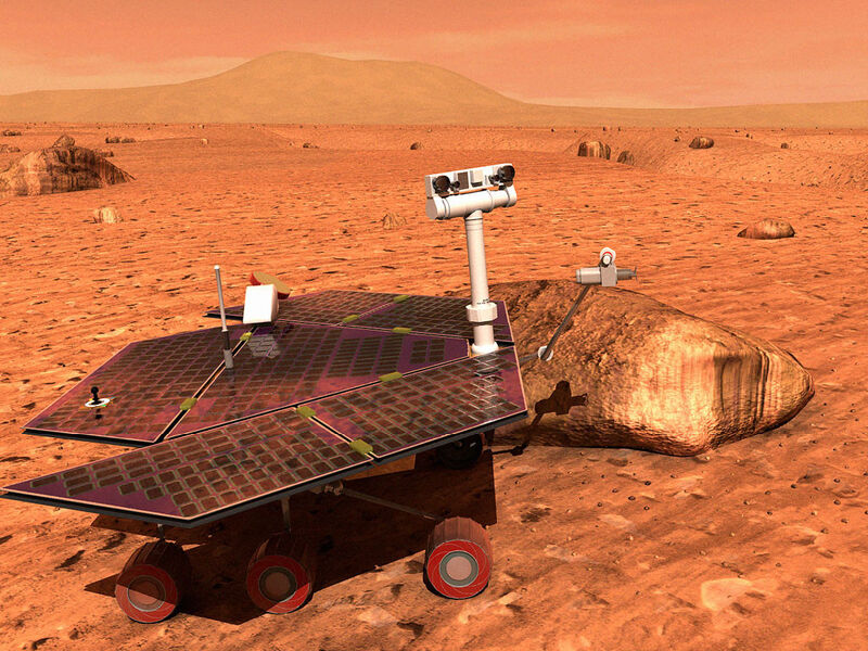 Das Marsmobil Spirit sendete 3-D-Bilder zur Erde (Bild: Melbourne Museum)