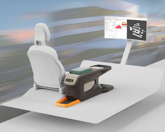 Diese Mittelkonsole lässt Besucher der Hannover Messe Nachhaltigkeit erleben.(Bild:  Fraunhofer IAO)