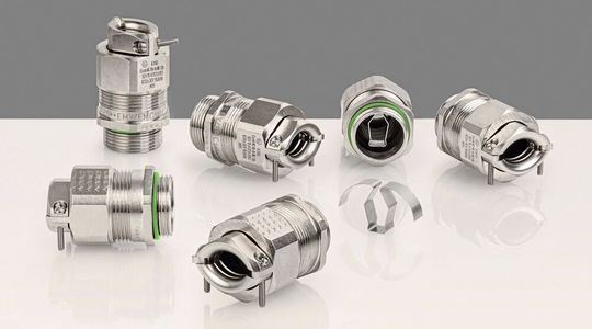 Montagefreundliche, EMV-geschirmte Verbindungslösung für den Einsatz in explosionsgefährdeten Bereichen bis Zone 1/21(Bild:  Kaiser)