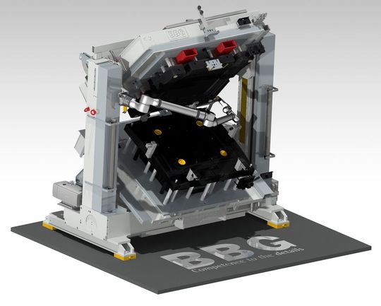 The research facility being set up at BBG in Mindelheim includes a robot-equipped BBG mold carrier for automated release agent application.(Source:  BBG)