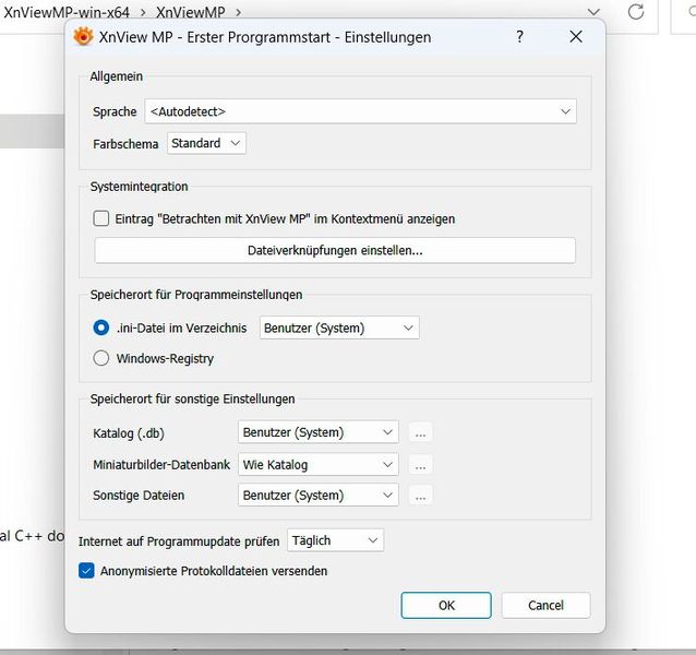Anpassen von XNView MP nach dem Start der Anwendung.  (Bild: Joos (Screenshot))