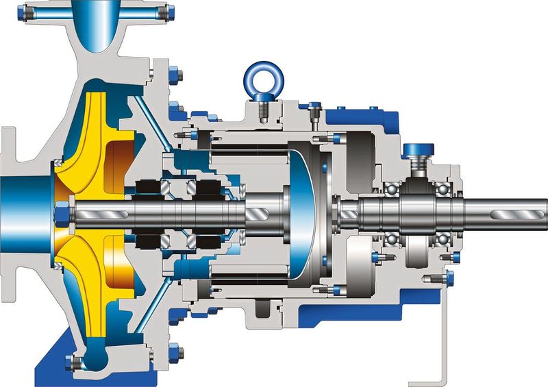 Spalttöpfe kommen bei magnetgekuppelten Pumpen ohne durchgehende Welle zum Einsatz. (Bild: KSB)