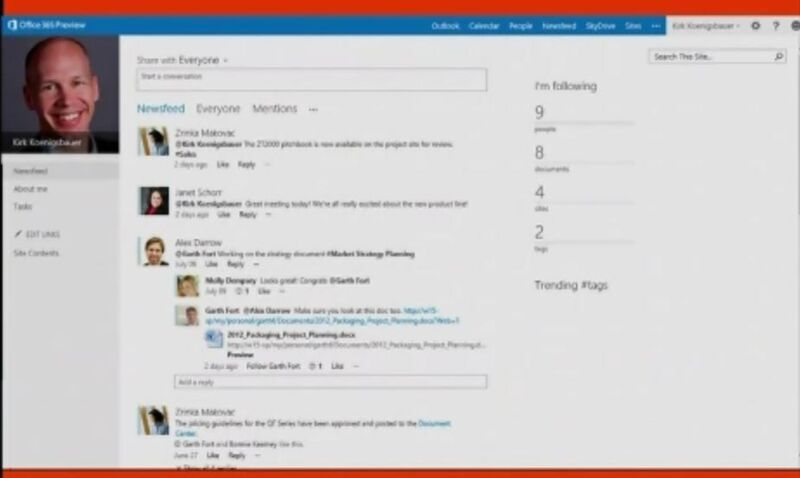 Hier ein Blick auf das neue SharePoint, welches vermehrt soziale Elemente enthält. (Archiv: Vogel Business Media)