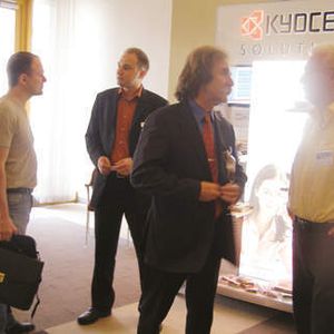 Reger Austausch am Kyocera-Mita-Stand. Drucklösungen standen hier hoch im Kurs.