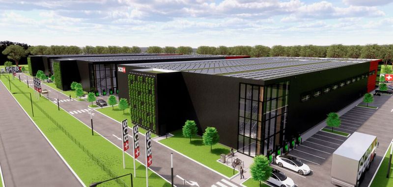 So soll die geplante Gigafactory in Ems/Graubünden aussehen. (Bild: SCB)