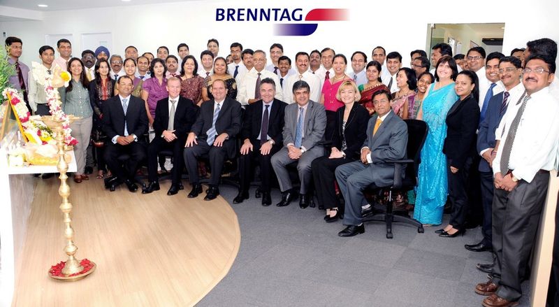 Chemicals distribution companyBrenntag Group CEO, Steven Holland, with members of the Asia Pacific Board and Indian team, at the new Mumbai office opening.  (Picture: Brenntag)