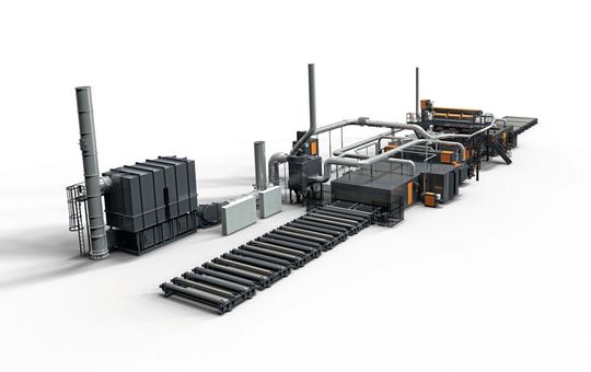 Mit ihren 75 Metern Länge und einem Produktionsvolumen von 122.000 Tonnen pro Jahr ist die Konservierungslinie KON 47/3-HD ein Kraftpaket. (Bild:  Rösler)