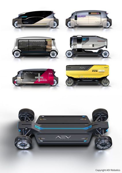 AEV Robotics hat sich bereits eine Vielzahl von Fahrzeugtypen erdacht, die auf der Base genannten Plattform aufsetzen können. (AEV Robotics)