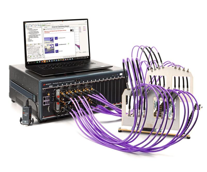 Bild 2: Eine PXI-Modulplattform kaskadiert mit mehreren PXI-Vektor-Netzwerkanalysator-Modulen, um bis zu 50 Ports in einem einzigen Gehäuse zu erhalten.