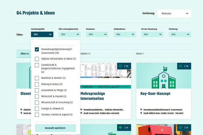 Eine Ansicht der neuen Informationsplattform (© KGSt)